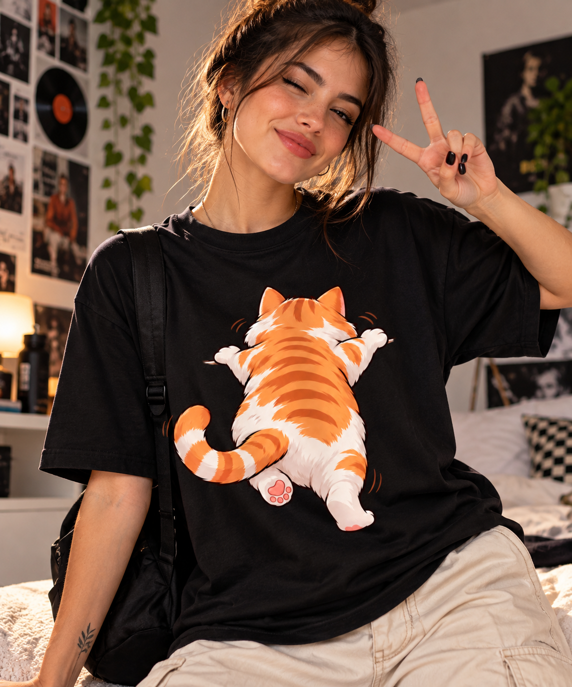 Camisa Oversized Gatinha - Coleção Yumi - Unistyle