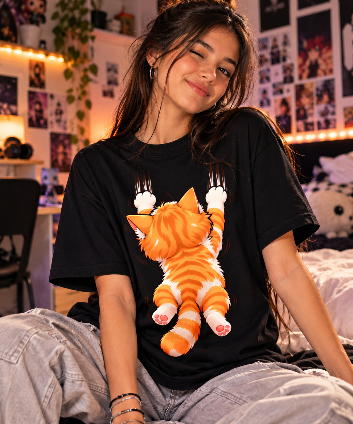 Camisa Oversized Gatinha 3 - Coleção Yumi - Unistyle